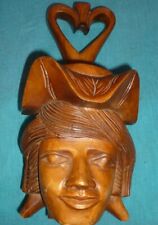 Vintage Hand-Carved Wood Face Head Vase 12