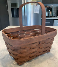 Longaberger  Spring Basket  Stationary Handle Deep Brown  11 x 8 x 5.5 in picture