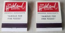2 RARE NOS VINTAGE THE HIGHLAND HOTEL SPRINGFIELD MA. MATCHBOOKS ADVERTISING picture