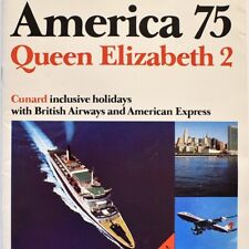 1975 RMS Queen Elizabeth 2 Brochure Cunard British Airways American Express picture