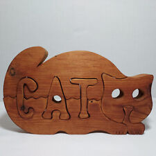 CAT Puzzle Solid Wood 3D Interlocking Carved Folk Art Signed Wyckwood Junction picture