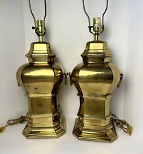 Pair LARGE Frederick Cooper Style Chinoiserie Hollywood Regency MCM Brass Lamps picture