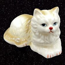 Vintage Genuine Bone China White Gray Cat Kitten Figurine Taiwan 3.5”W 2”T picture