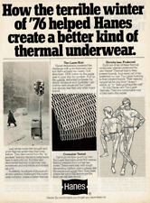 1977 Vintage Print Ad Hanes How the terrible winter of '76 helped thermal picture