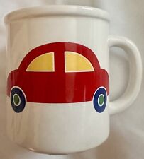 Vintage Marimekko Red Car Yellow Windows Ceramic Mug Pfaltzgraff USA picture
