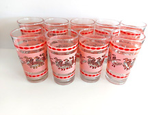 Vintage Pink Ribbon Geese Goose Tumblers Drinking Glasses FNG Indonesia 9 pc lot picture