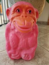 Vtg Pink Monkey Plastic Blow Mold Piggy Bank Winc Inc Chicago Illinois USA picture
