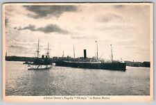 Olympia Admiral Dewey's Flagship In Boston Harbor c1900's Vintage Postcard picture