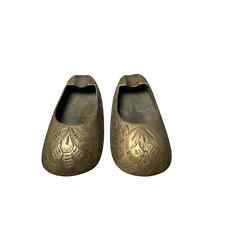 Pair of Brass Slipper Shoe Ashtrays Made in India Collectibles  picture