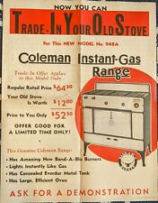 Antique Vintage Coleman Gas Range Stove Model 948A Advertising Poster 17x22