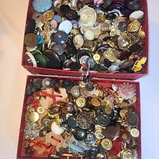 Vintage Sewing Buttons Mixed Lot 3lbs 6oz Metal Rhinestone Plastic Wood MOP picture