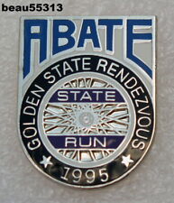 ⭐1995 ABATE CALIFORNIA GOLDEN STATE RENDEZVOUS RUN GREAT HARLEY INDIAN VEST PIN picture