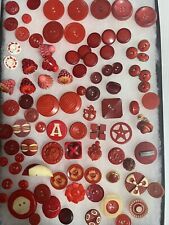 Antique Vintage Red Button Celluloid Bakelite Early Plastics Art Deco Mix Lot #9 picture
