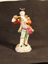Antique Dresden Porcelain Figurine Colonial Gentleman Man Playing Flute picture