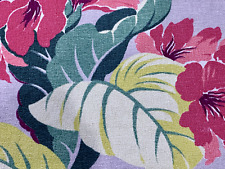 1930's Pink Lemonade & Watermelon Hawaiian Authentic Barkcloth Vintage Fabric picture