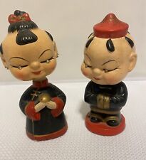 Vintage 1950's Japan Pair Bobblehead Nodders Chinese Man Woman Free US Shipping picture