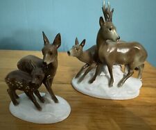 Vintage West German Porcelain Deer Figurals Lovely 2 PC Family picture