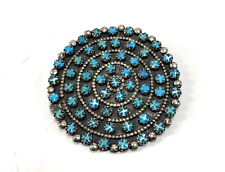 Vintage Southwestern Native American Silver Turquoise Brooch TR-1🌻SEE VIDEO🌻 picture