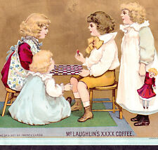 Antique Checkers 1892 Chicago McLaughlins Coffee Children Play Doll Trade Card picture