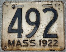 Three Digit Shorty 1922 Massachusetts License Plate # 492 MA Mass picture