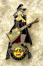 HARD ROCK CAFE BOSTON SEXY WITCH GIRL IN BLACK & PURPLE BROOM GUITAR PIN # 62556 picture