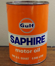 Vintage Original 1960's Gulf Saphire Motor Oil Can 1 Qt. Full picture