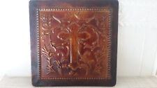 Vintage Hammered Copper Folk Metal Wall Art Cross  Picture Plaque Christianity picture