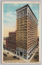 First National Bank 4th & Walnut St Cincinnati Ohio OH Cars c1920s Postcard C9 picture