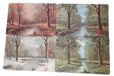 Avon Robert Wood 4-Season Vinyl Placemats Set of Four Vintage 1971 Litho picture