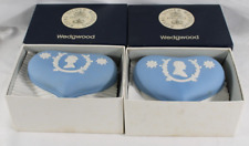 NOS Wedgwood Set 2 Royal Silver Wedding Anniversary Blue Candy Heart Box HRH picture