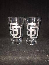 San Diego Padres Hand Etched (with a Dremel) Pint Glasses picture