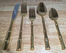 Viners of Sheffield Gold Plated Cane Faux Bamboo Flatware Set picture