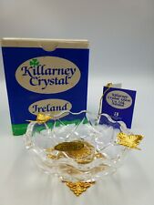 Killarney Crystal Ireland Butterfly Dish Crystal w/Gold Plate Base & Butterflies picture