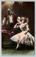 RPPC Early 1900s Studio Photo Postcard:  Couples in Love - Color Tinted picture