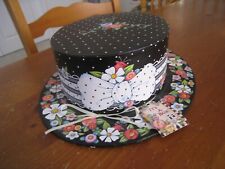Mary Engelbreit 1998 Black Polka Dot Floral Hat Shaped Box New w/Tag picture