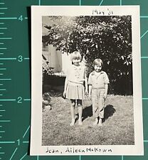 Vintage Photo Black White Snapshot Two Cute Young Girls Identified picture