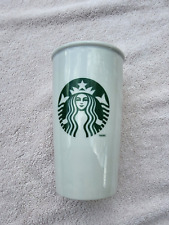 Starbucks Coffee Ceramic Travel Mug Cup 12 oz. White Mermaid Siren Logo 2011 Lid picture