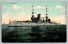 Postcard USS Wisconsin Military Ship Vessel picture