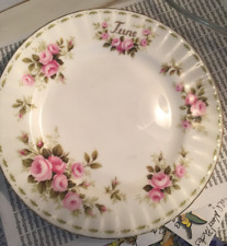 Royal Albert Flower of the Month June Pink Rose Dessert Plate 8 Inch England New picture