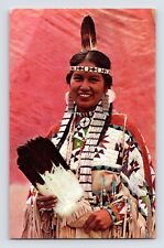 Postcard Native American Indian Maiden Woman Beads 1960s Unposted Chrome picture