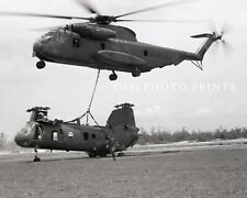 CH-53 Sea Stallion Lifts CH-46 Sea Knight Helicopter 1968 Photo Vietnam 8X10 picture