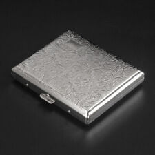 Classic Vintage Metal Cigarette Case Double Sided Silver Men Tobacco King Size picture