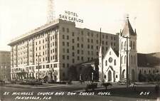 Vintage 1947 RPPC Postcard St Michaels Church, San Carlos Hotel Pensacola real picture