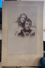 c1880 Cute Little Boy Girl Towne & Whitney Gardner Massachusetts MA Cabinet Card picture
