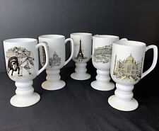 1965 Kaysons Continental Cup Footed Mugs International Ironstone Set 5 Vintage picture