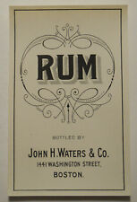 1900's John H. Waters & Company Rum (Boston, Massachusetts) Bottle Label picture