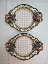 Set of Vintage Fitz & Floyd Holiday Pine Cones, Fruits & Berries Serving Bowls picture