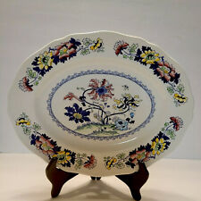 Old canton enoch wedgwood Tunstall large Platter rare colorful 14x 11