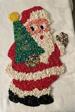 Vintage Plastic Popcorn Santa Claus With Tree Christmas Decor 19” Tall picture