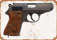 Metal Sign - Gun Art - Walther PPK Pistol -- Vintage Look picture